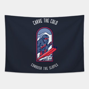 Carve the Cold, Conquer the Slopes Skiing Tapestry