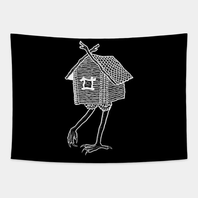 Baba Yaga Hut Tapestry by sanja_vs_art