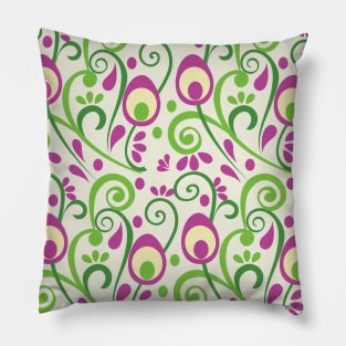 Peacock Feathers Indian Pattern Pink Pillow