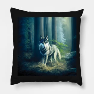 Wolf in a Forest Pillow