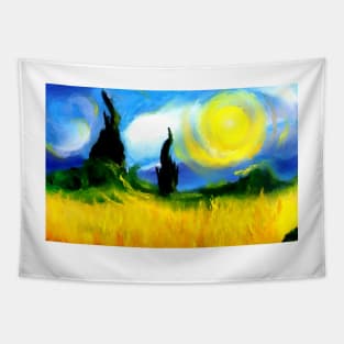 summer fields forest impressionist van gough Tapestry