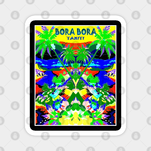 Bora Bora Tahiti Surreal Travel and Tourism Advertising Print Magnet by posterbobs