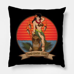 Hula Girl Pau Hana Time Pillow