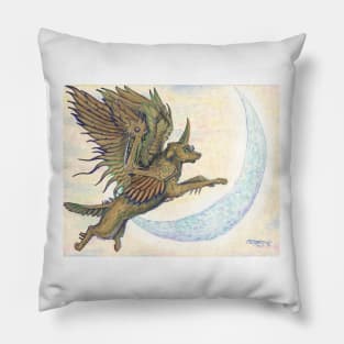 Winged Steampunk Wolf Pillow