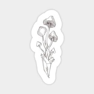 Mushroom Amethyst Crystal Line Art Magnet