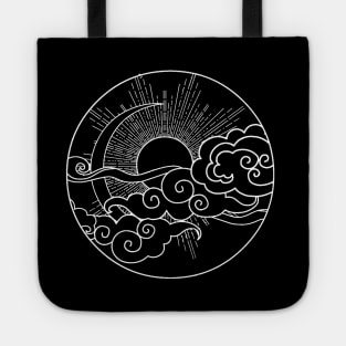 Sun and Moon Design Sky Night Nature Minimalist Circle Tote