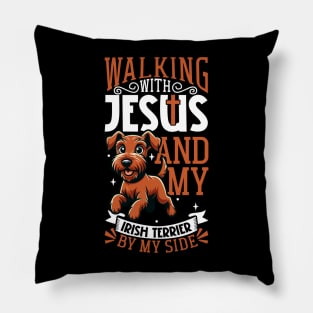 Jesus and dog - Irish Terrier Pillow