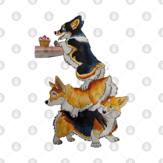 Corgi hungry for cupcake by Eikia