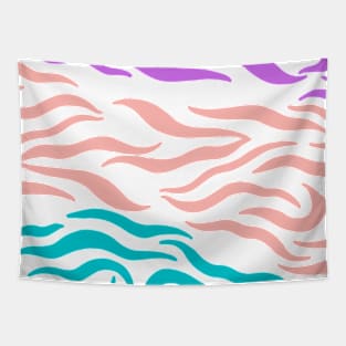 Violet Pink Blue wavy pattern in Whte Tapestry