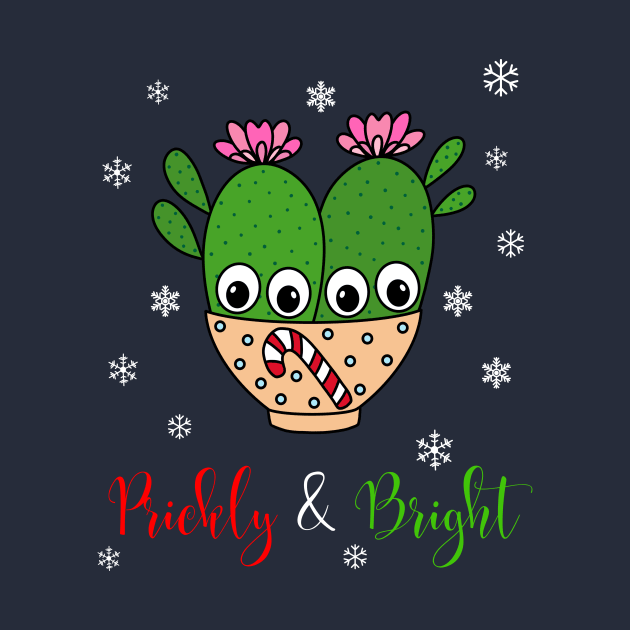 Prickly And Bright - Cacti Couple In Christmas Candy Cane Bowl by DreamCactus