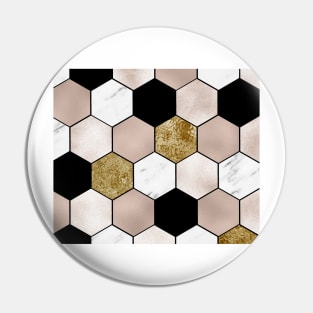 Black rose carat and marble hexagons Pin