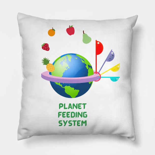 Planet Feeding System Pillow by Cosmic Story Designer