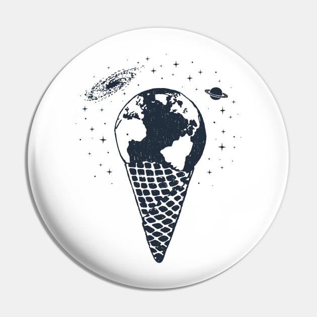 Ice Cream Earth In Space. Creative Illustration Pin by SlothAstronaut