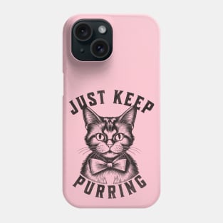 Cute Retro Cat Artwork Monochrome Feline Black and White design Phone Case