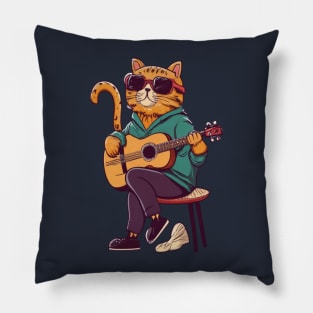 Drum n bass singing DJ Cat music T-shirt for Birthday Gift Pillow