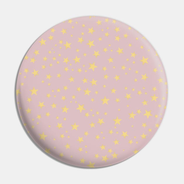 Shining yellow gold stars pink pattern Pin by GULSENGUNEL