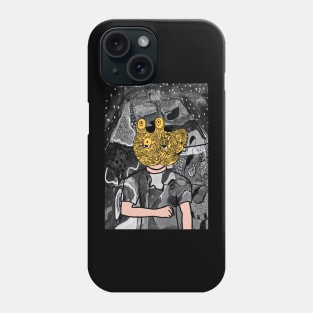 Blogger - Dark Male Character with Doodle Mask and Mystery Night Background Phone Case