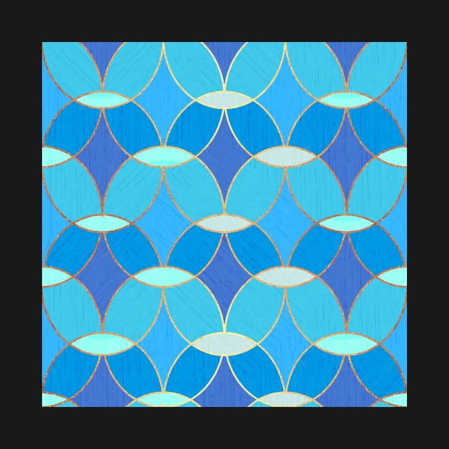 Blue & Gold Oval Tile Pattern by tanyadraws