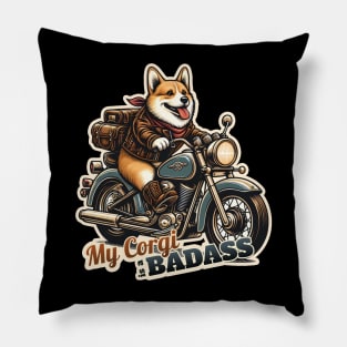 Corgi Biker Pillow