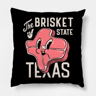 Texas the Brisket State (Black) | Texas Pitmaster BBQ Beef Barbecue Dads Backyard Premium Quality BBQ | Backyard Pool Party BBQ | Summer Pillow