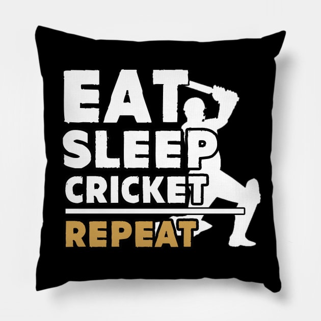 Eat sleep cricket repeat Pillow by Antoniusvermeu