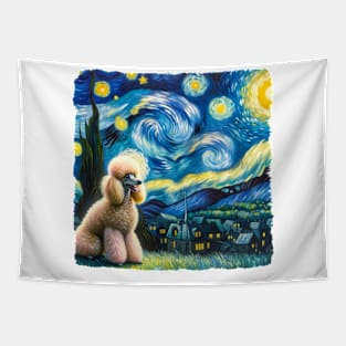 Starry Poodle Dog Portrait - Pet Portrait Tapestry