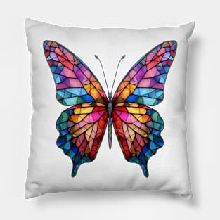 Stained Glass Colorful Butterfly #14 Pillow