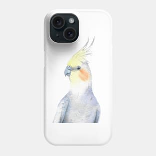 watercolor cockatiel painting portrait parrot Phone Case