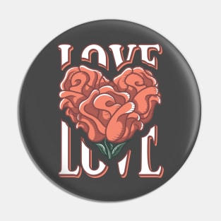 Love with Heart and Roses Pin