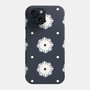 Beige flowers and dots over dark blue Phone Case