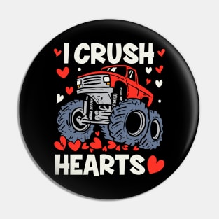 Valentines Day Monster Truck I Crush Hearts Boys Toddler I Crush Hearts Pin