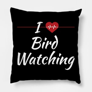 I Love Bird Watching Cute Red Heart Pillow