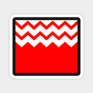 Zigzag geometric pattern - red and white. Magnet