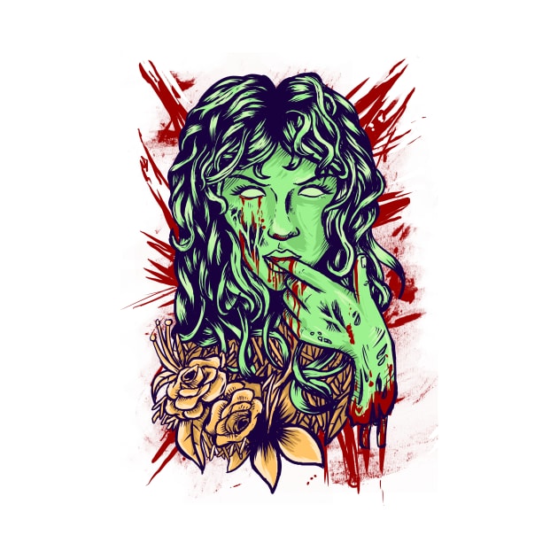 Zombie girl With flower by khamidfarhan182