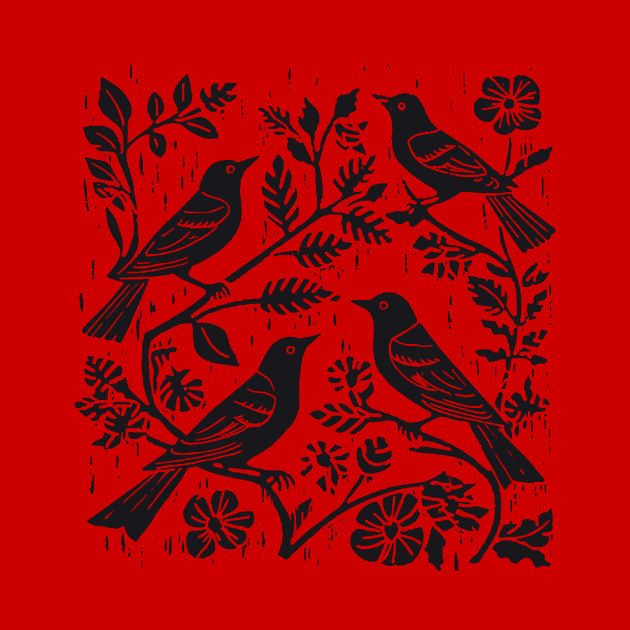 Lino Cut Birds by n23tees