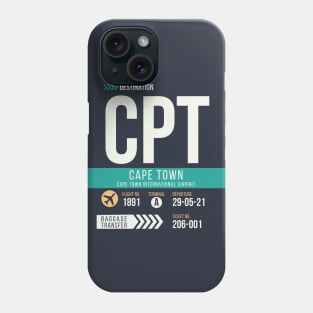 Cape Town (CPT) Airport Code Baggage Tag Phone Case