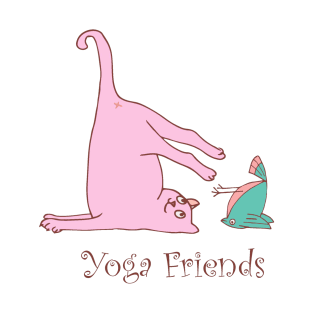 Yoga Friends -Cat & Bird T-Shirt