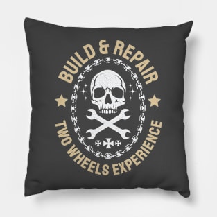 Vintage Motorcycle Build and Repair Workshop Tee Pillow