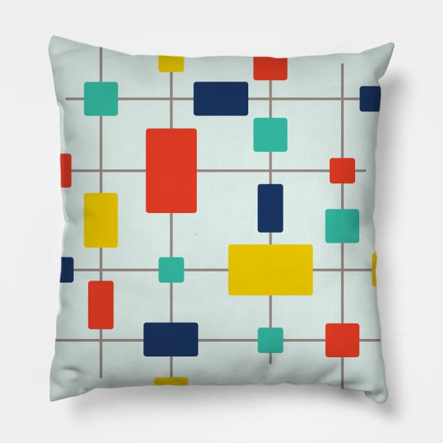 Mid Century Lines and Rectangles Pillow by amyvanmeter