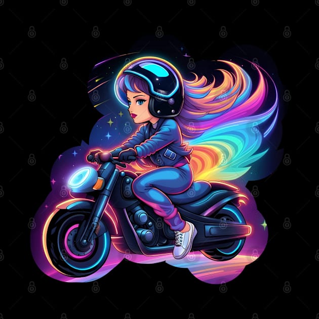 Chibi Biker style woman riding a motorcycle by Whisky1111