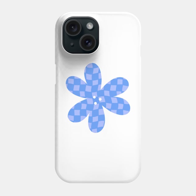 Checker Board Flower - blue and periwinkle Phone Case by JuneNostalgia