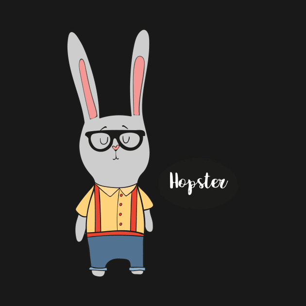 Hopster- Funny Rabbit Hipster Gift by Dreamy Panda Designs