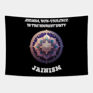 Jainism, Ahimsa Non Violence is the Highest Duty Tapestry
