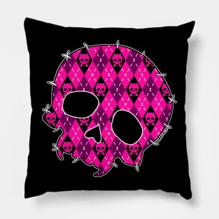 Pink Argyle Skull Pillow