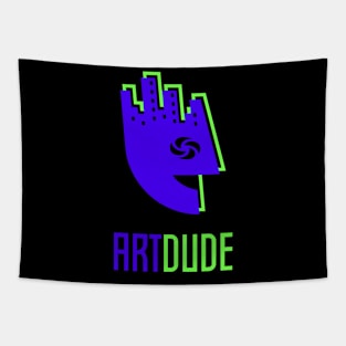 YourArtDude Logo In Blue And Lime Tapestry