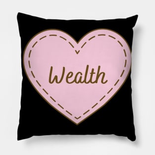 I Love Wealth Simple Heart Design Pillow