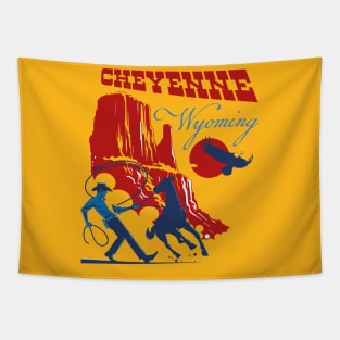 Cheyenne Wyoming Cowboy Lasonning. Tapestry