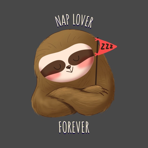 Nap Lover Cute Funny Sloth by Tip Top Tee's