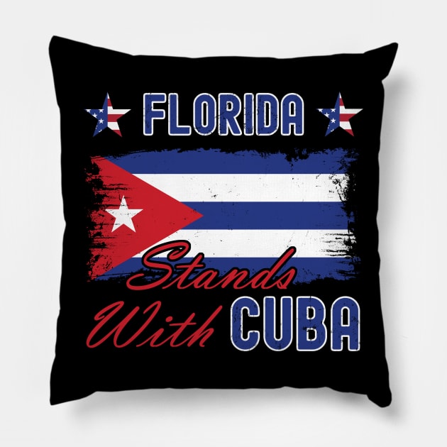 Florida Stands With Cuba Pillow by NuttyShirt