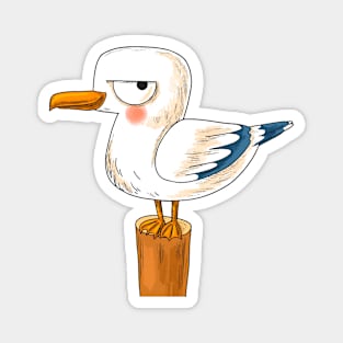 Hand Drawn Cartoon Seagull Magnet